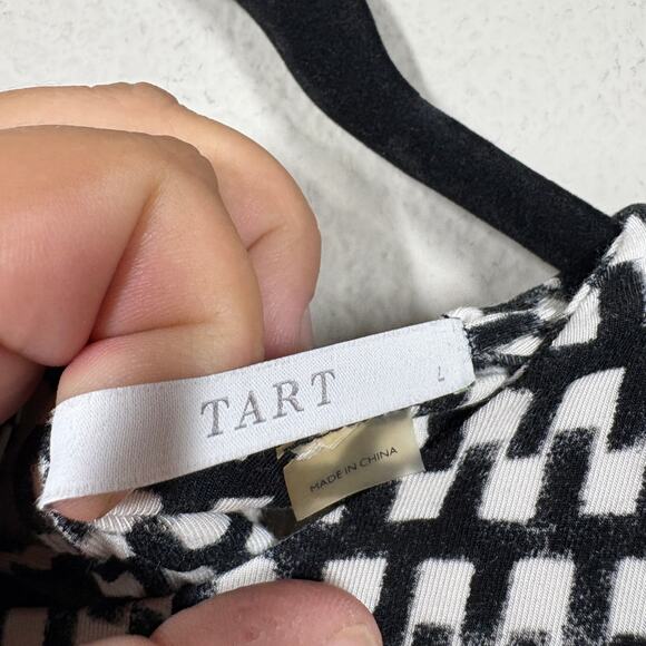 Tart Large Tile Print Midi Dress Black White Cut Out Modal Sleeveless Stretch - Picture 10 of 10